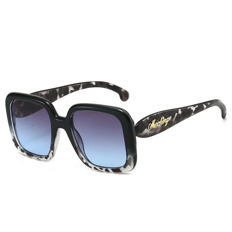 Retro Tortoiseshell Gradient Square Women Sunglasses Y2K Brand Personality Frame Design Trendy All Match Men Sun Glasses UV400