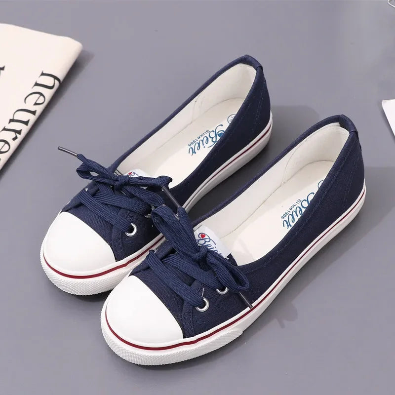 2026 New Women Shoes Fashion Canvas Shallow Casual Shoes for Woman Comfort Lace Flat Bottom Sneaker Designer Shoes Zapatos Mujer