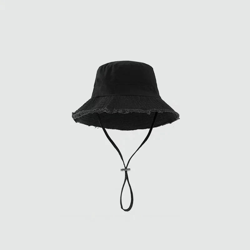 Sombrero de pescador unisex de algodón con borlas
