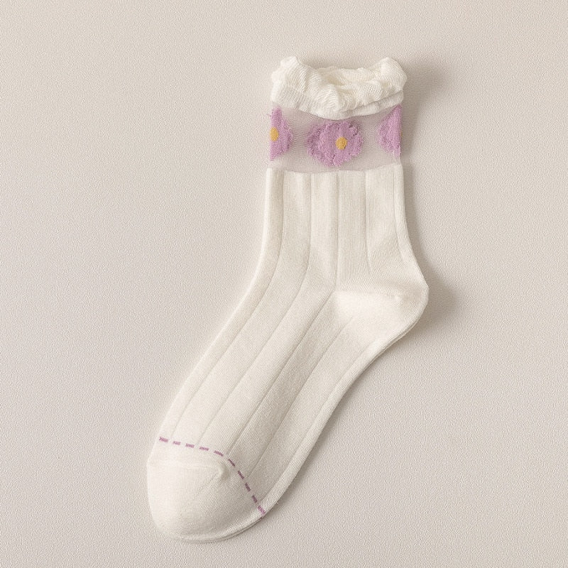 Calcetines florales morados