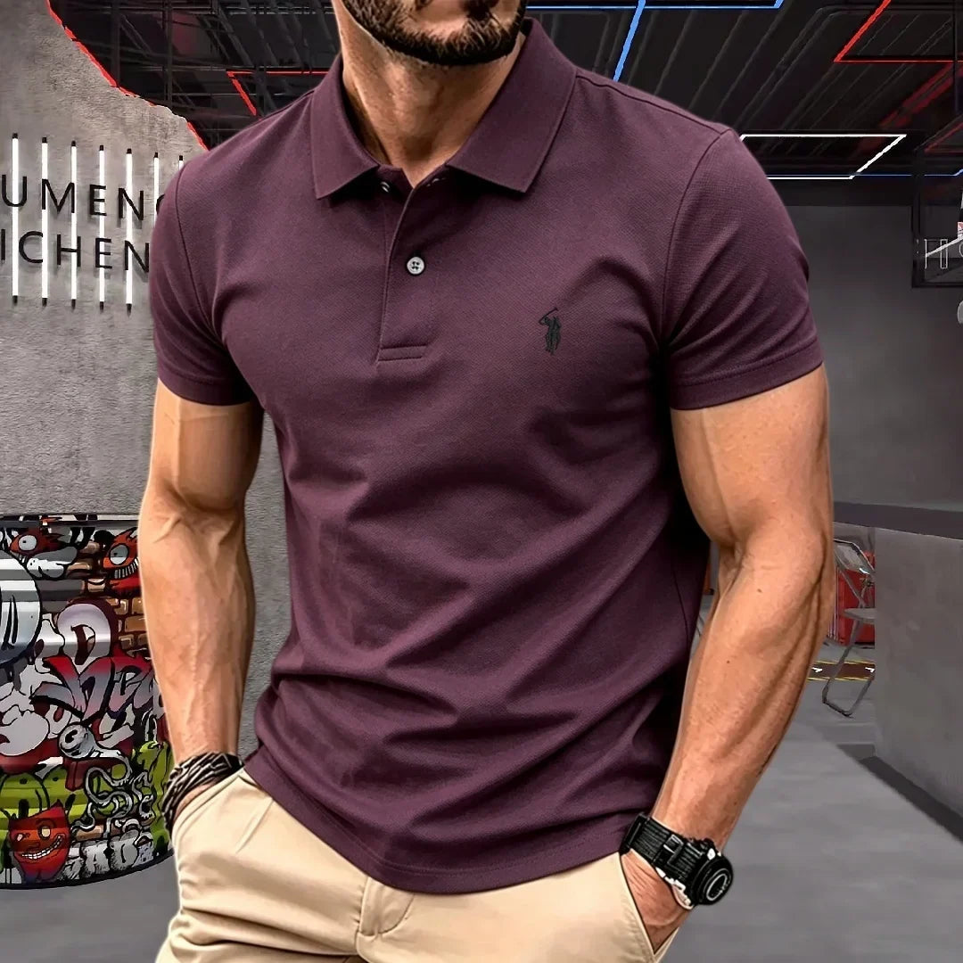 100% Pure Cotton High-End Brand Men's Short Sleeve Polo Shirt Summer