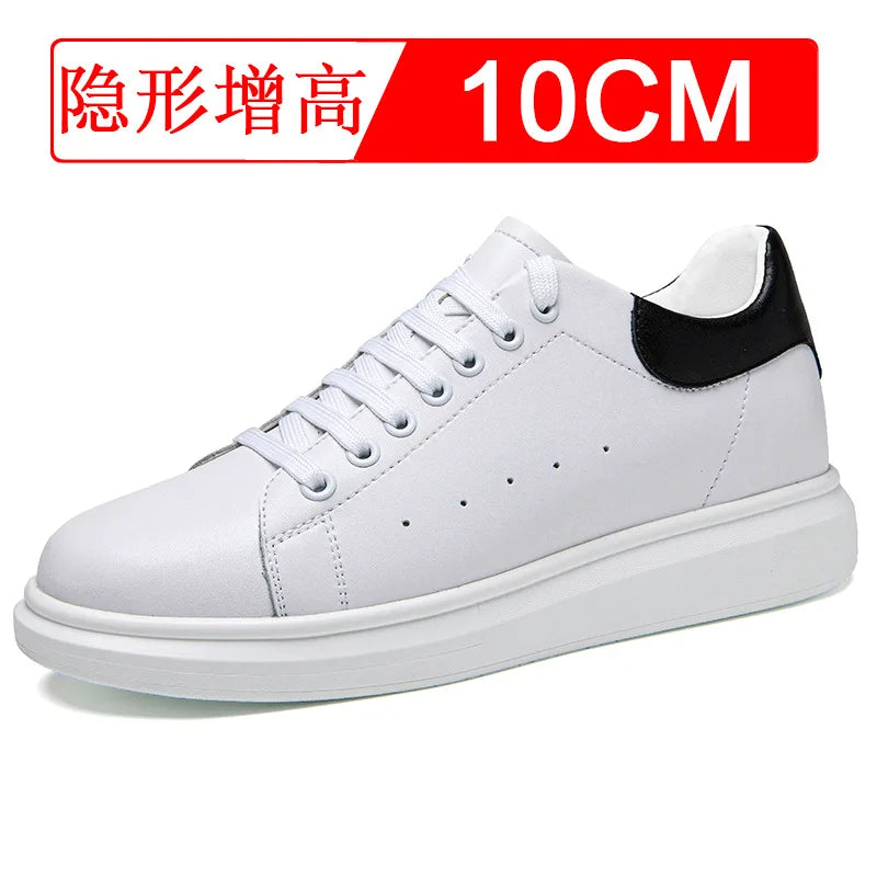 Invisible height-increasing men's shoes, 10 cm, white sneakers, Korean style, sports shoes