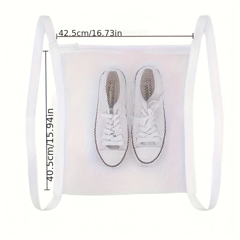 Reusable Sneaker Dryer & Washer Bag, Honeycomb Mesh with Zipper & Strap, Elastic Adjuster for Most Dryer Doors, Easy To Install