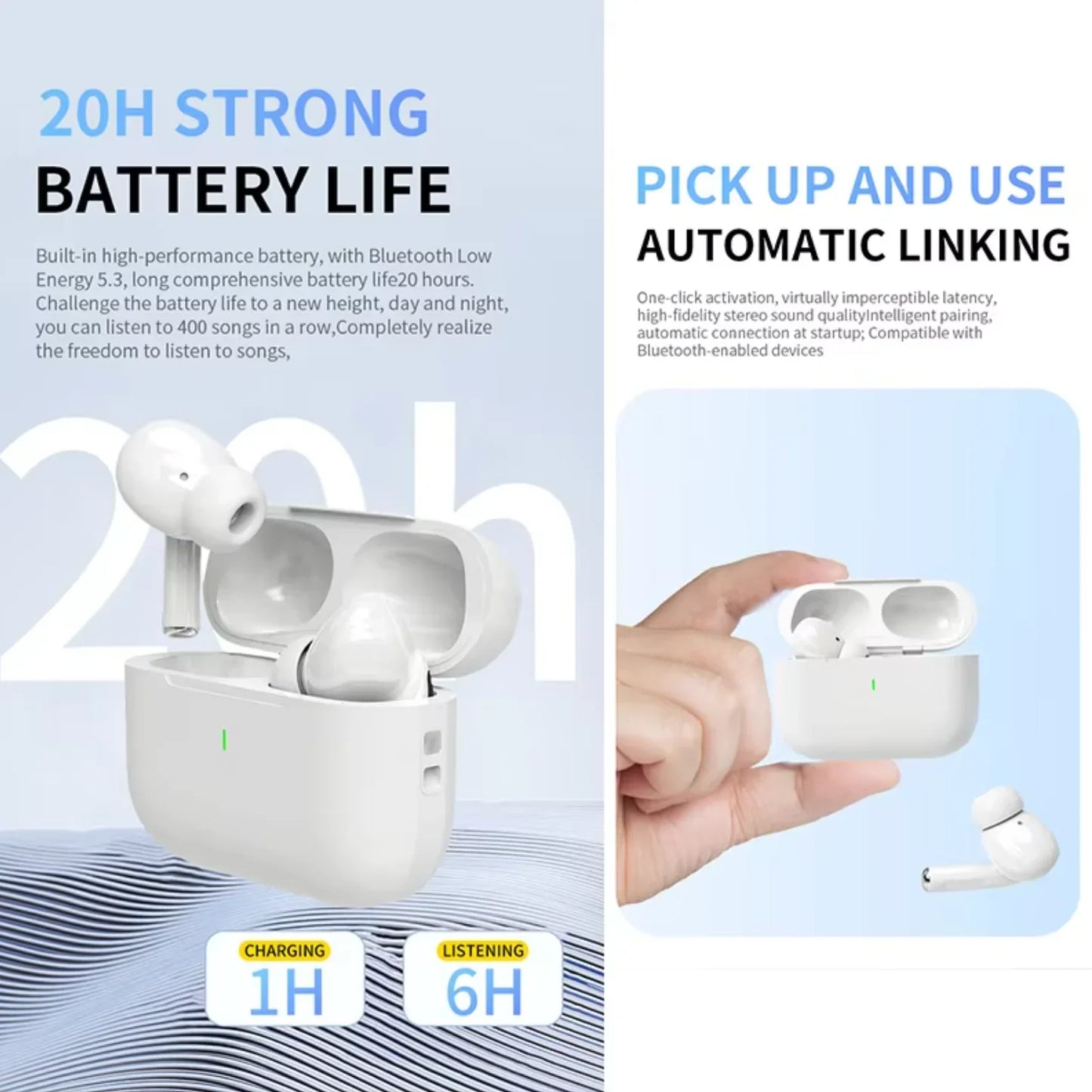 UEESFIT A5 TWS Bluetooth Earphones Hifi Sound Headphones Sport Headset True Wireless Earphones Noise Canceling Earbuds For Phone