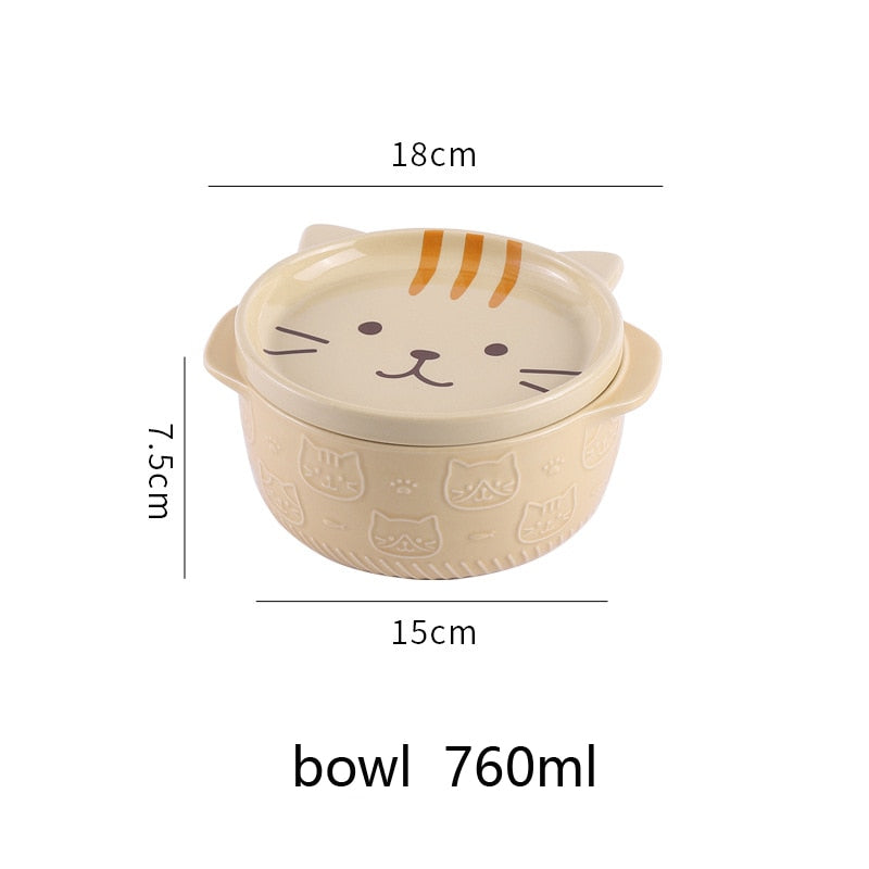 Cuencos de ramen de cerámica para gatos
