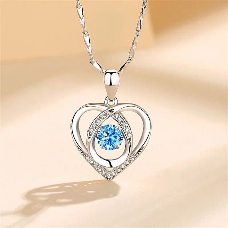 925 Sterling Silver Heart Shaped Necklace Bracelet Set for Women