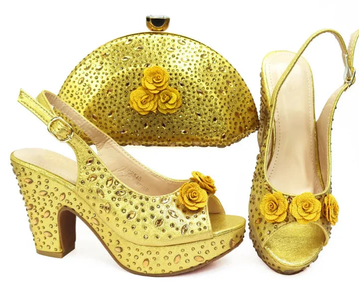 Conjunto de zapatos italianos con bolsos a juego HKV1-8