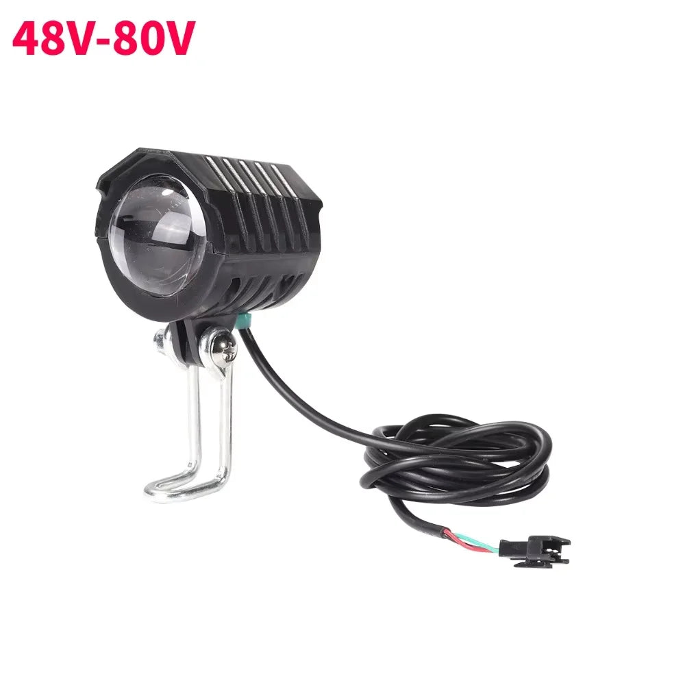 Ebike E-Bike 36V 48V 60V 80V Electric Bicycle Light with Horn Waterproof Scooters Motorcycle Headlight Horn Set Front Headlight