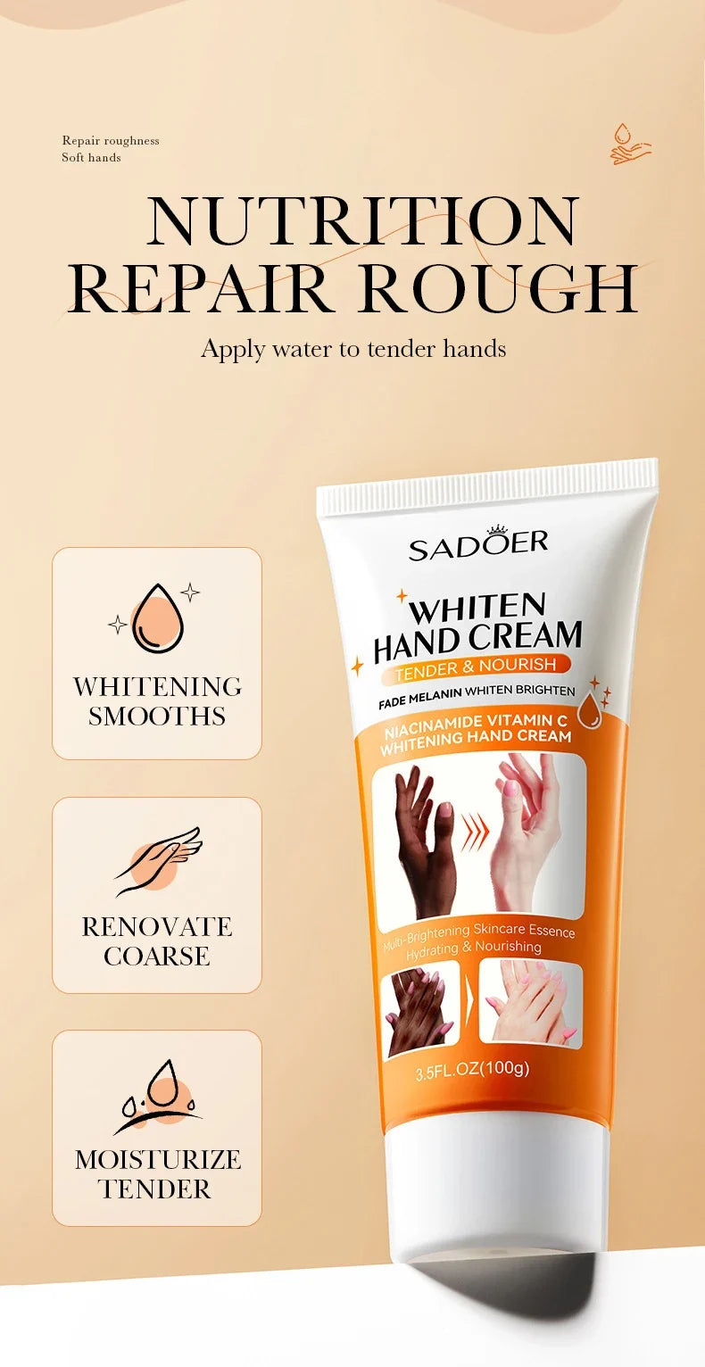 1/2/3pcs SADOER 100g Moisturizing Hand Cream Tender Nourish Non Greasy Brightening Hydrating Beauty Hands Travel Size Skin Care