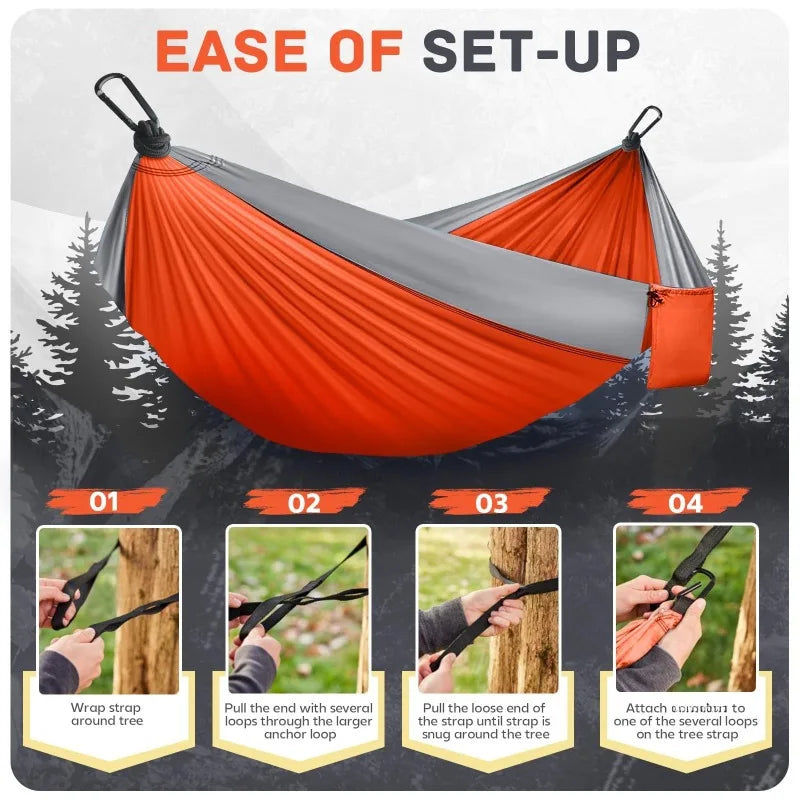 Camping Hammock Lightweight, Portable Hammocks Parachute Hammock with Two Tree Straps, Single or Double Travel Camping Hammocks