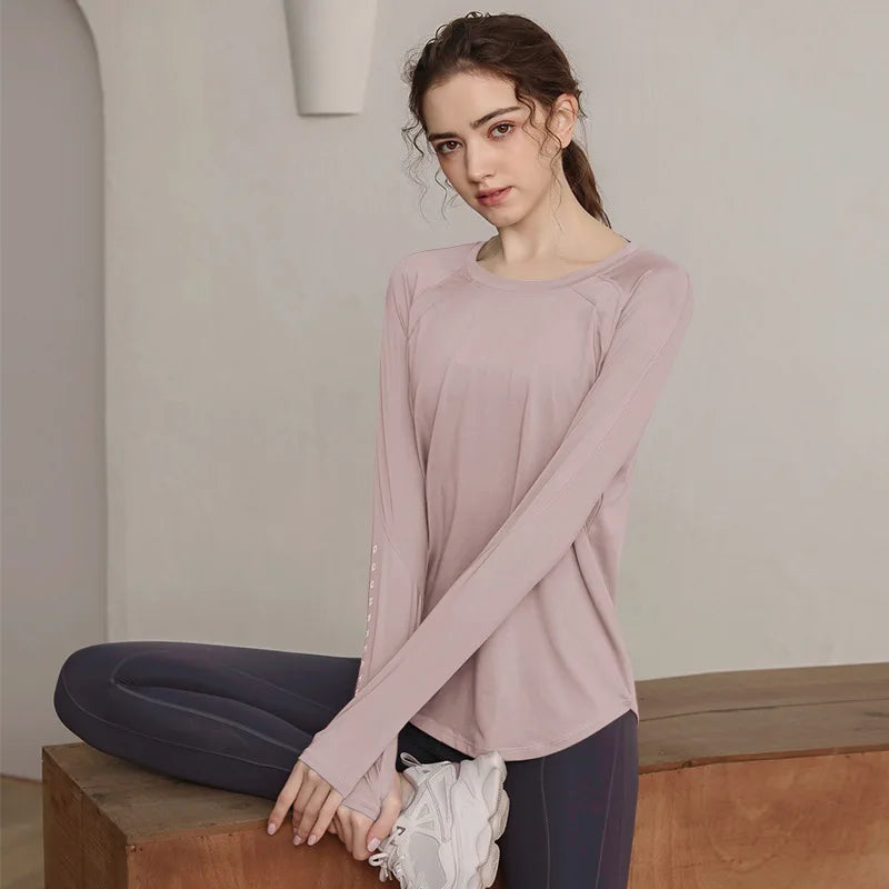 Blusa de manga larga para yoga, ropa de gimnasio para hacer ejercicio