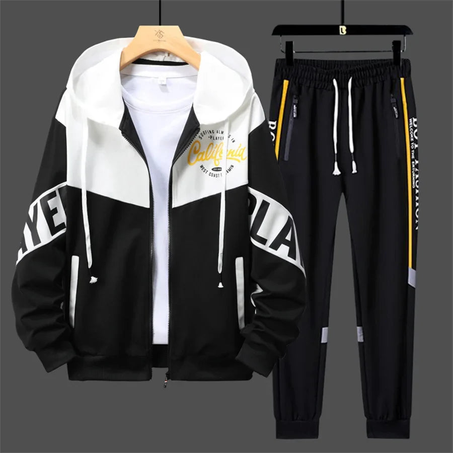 Men’s Printed Cardigan & Pants Tracksuit Set