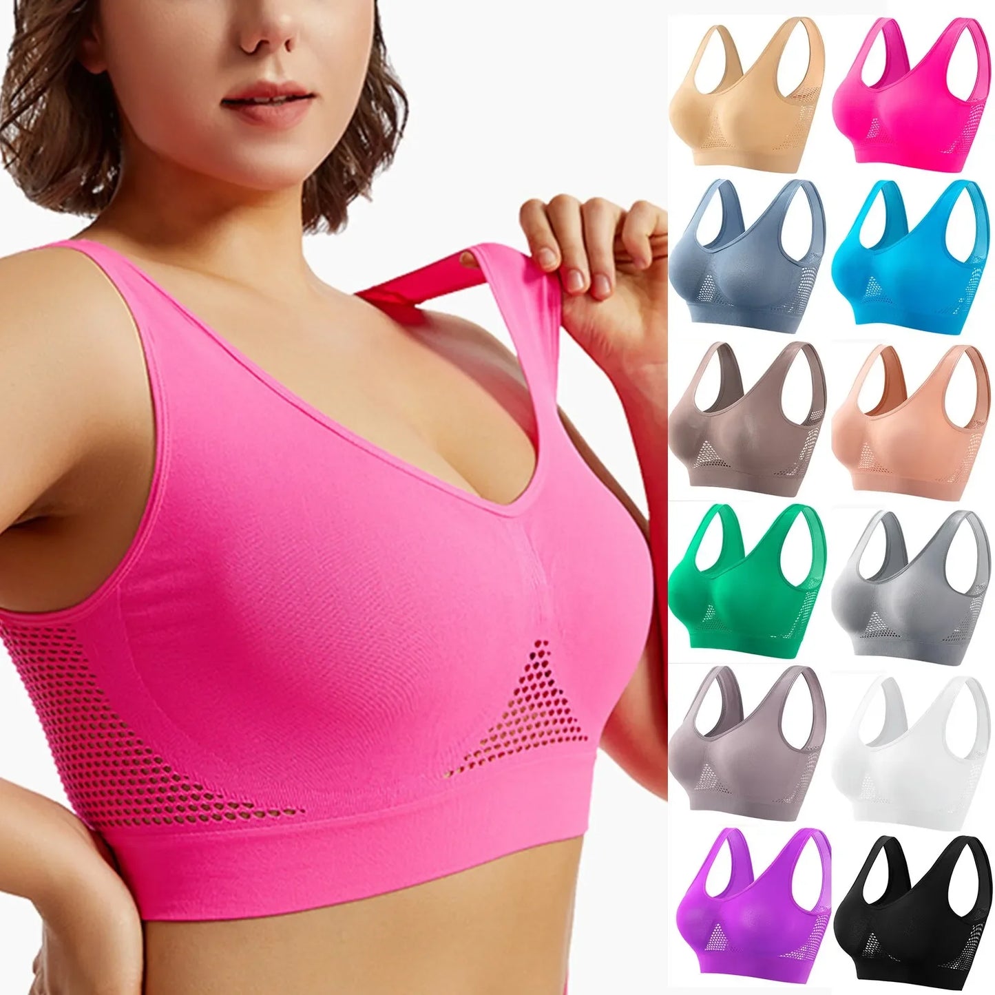 Women Anti-sagging Yoga Sports Bra High-Impact Fitness Tank Top