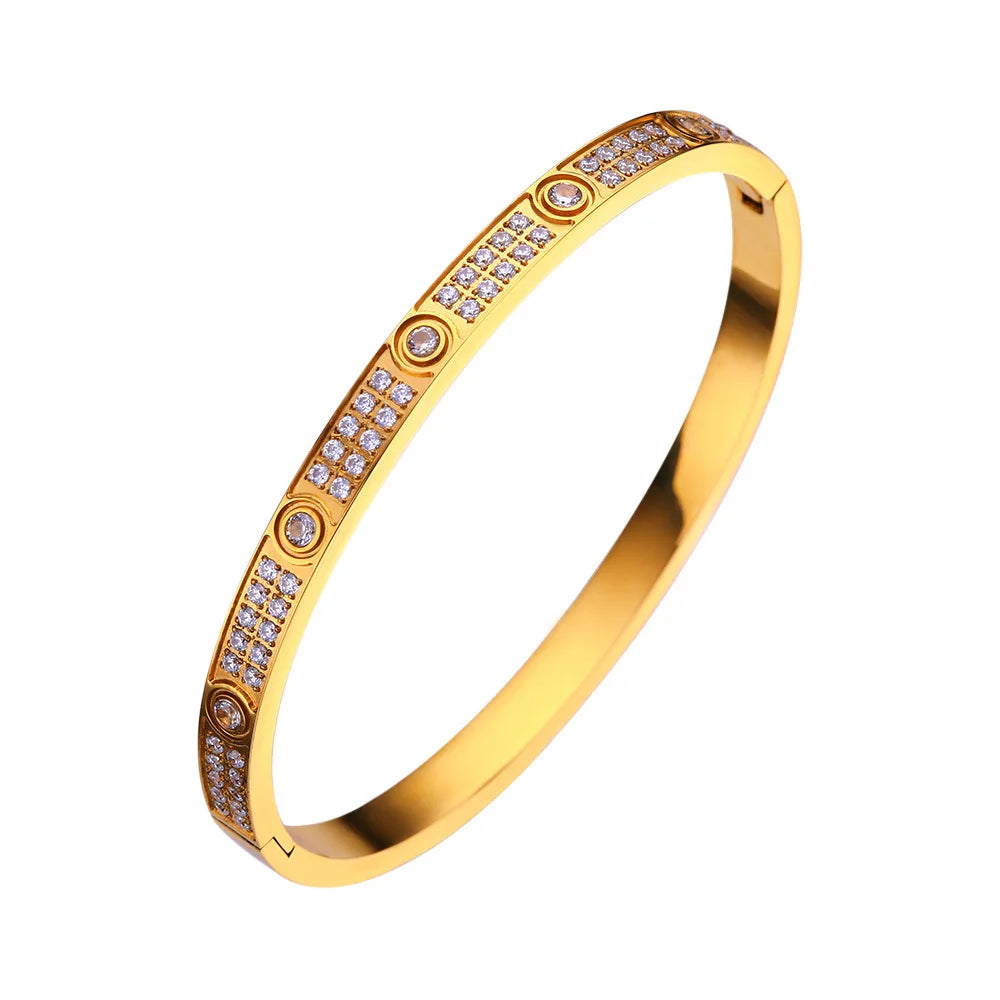 New Design Gold Color Zircon and Cross Nut Nail Bracelet Gold & Bangle