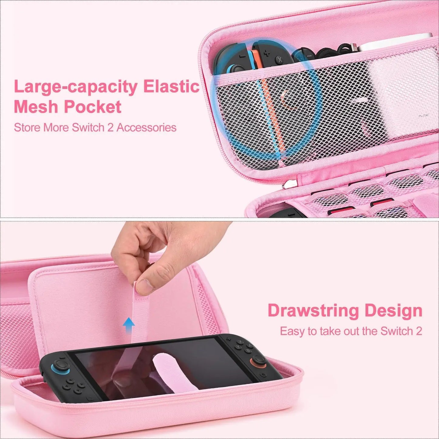 EVA Hard Shell Protective Case for Nintend Switch 2 - Shock Resistant, Waterproof, Portable Storage Bag with 19 Game Card Slots