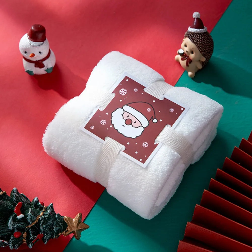 Coral Velvet Christmas Towel Xmas Holiday Decorative Reusable Face Towel Absorb Water Wash Cloth Christmas Gift Party Gift