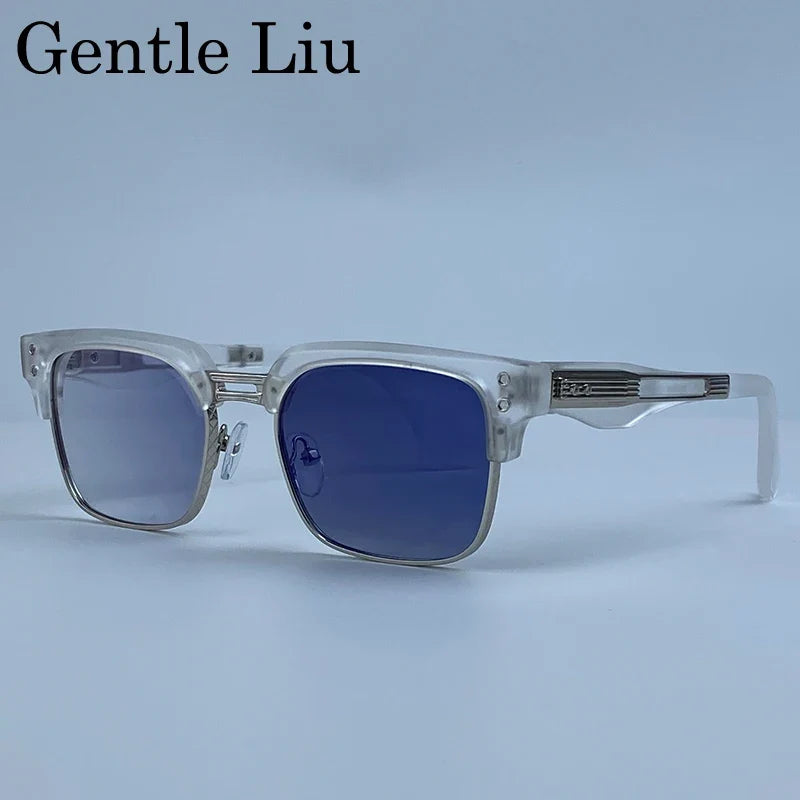 Retro Photochromic Classic Square Punk Sunglasses Men Metal Frame Driving Sun Glasses Male Vintage Luxury Brand Eyewear Shades