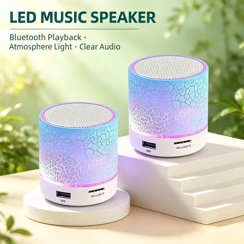 Mini Bluetooth Speaker Wireless Loudspeaker Crack LED SD Card USB Subwoofer Portable MP3 Music Sound Column for PC Mobile Phone