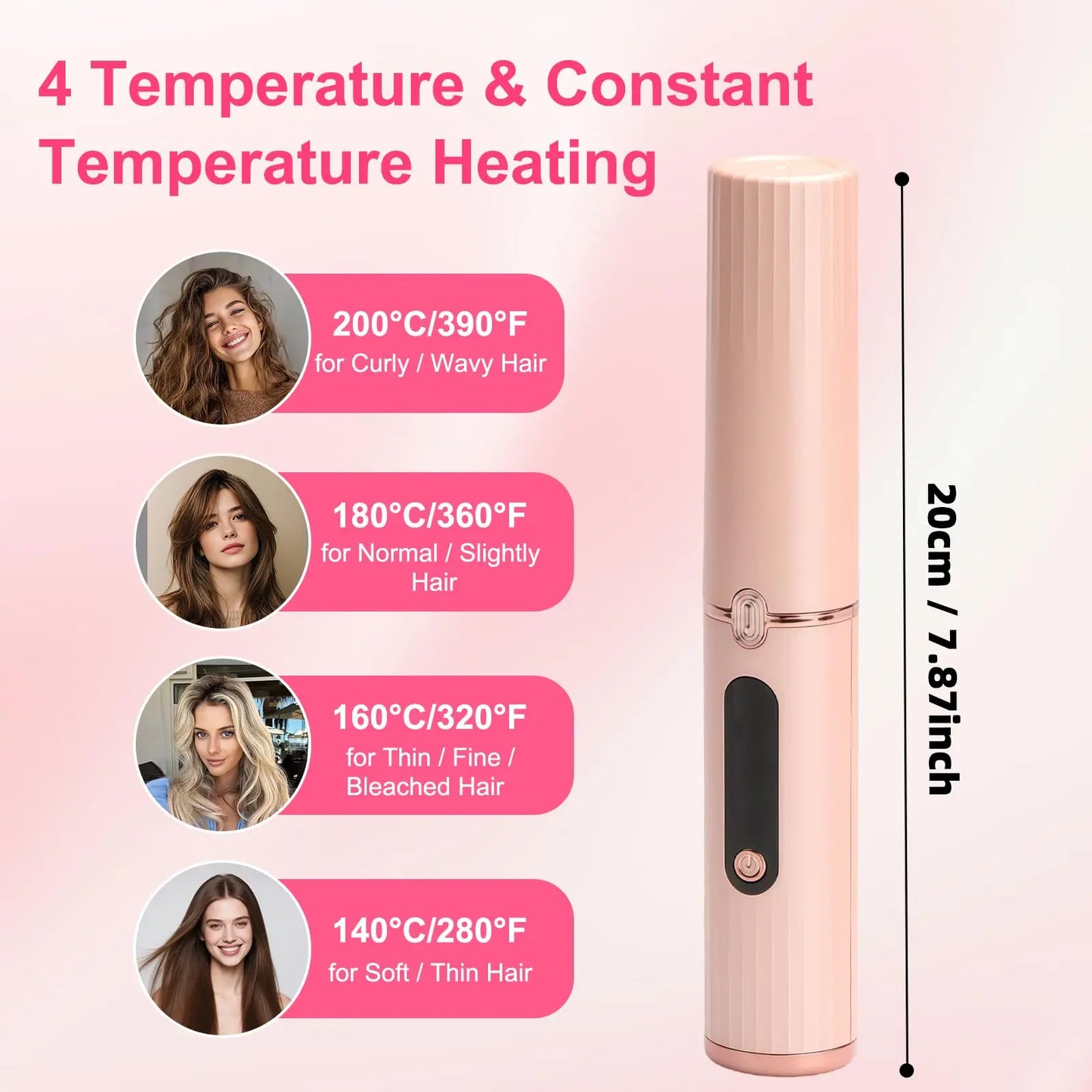 Cordless Hair Straightener Brush Portable Hot Brush with Ionic Technology Auto Shut-Off for Travel & Touch-Ups Ideal for Women