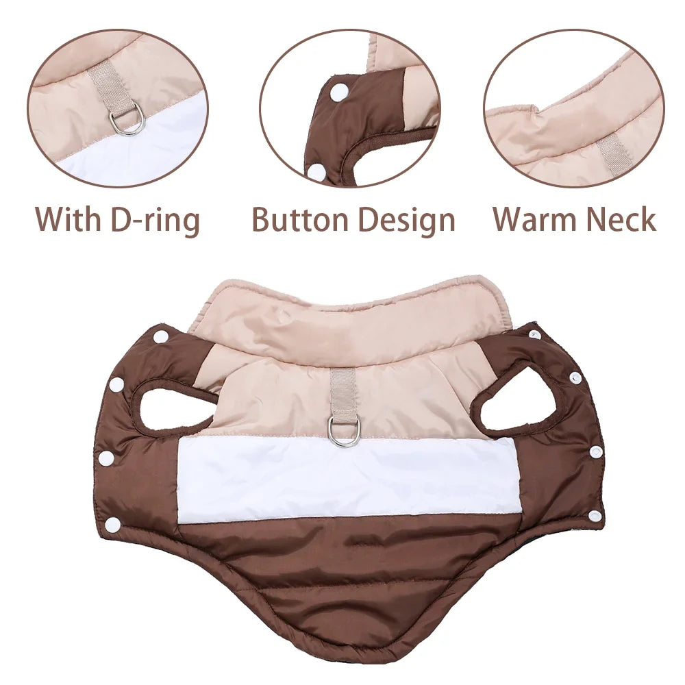 Dog Clothes For Autumn Winter Warm Pets Jacket With D-ring Outdoor Waterproof Puppy Vest Coat For Small Medium Dogs Yorkshire
