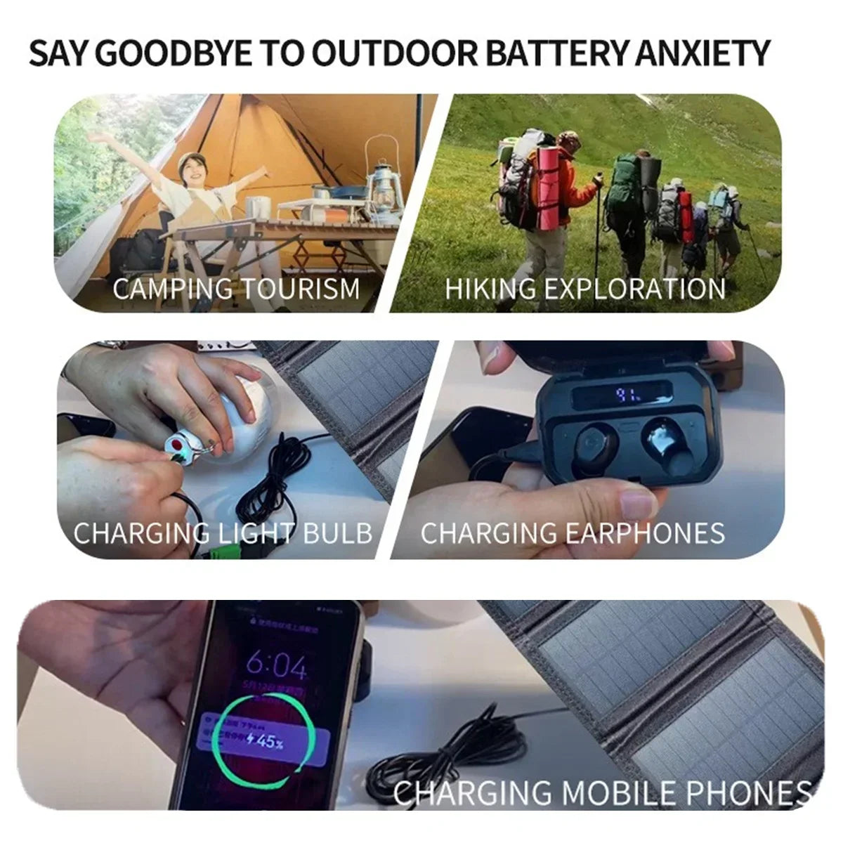 Backpack Carry Foldable Waterproof Solar Charging Panel 25W 100W Dual USB Camping Emergency Charger For Cell Phone Tablet Small