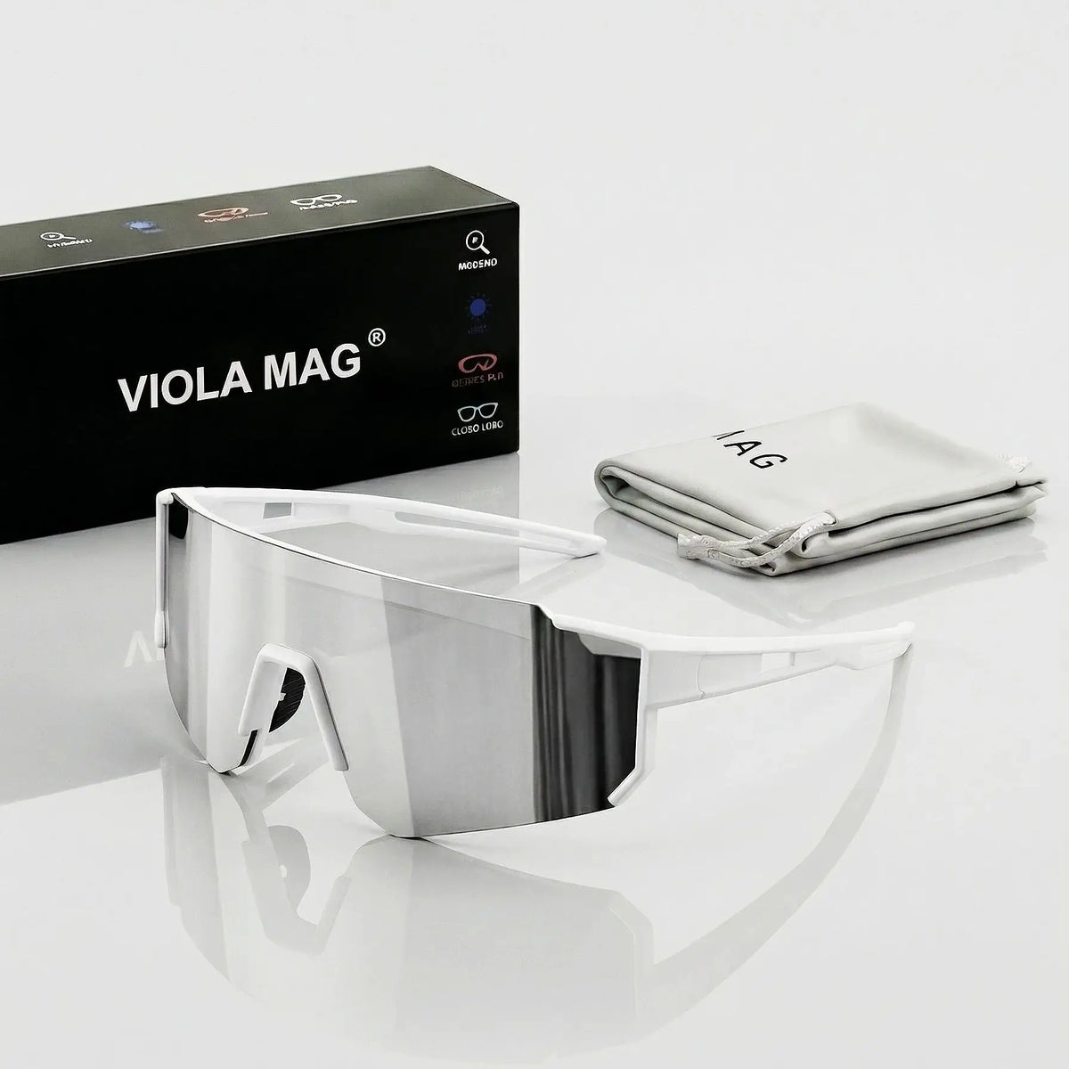 VIOLA MAG Unisex Sports Sunglasses, Oversized Frame Cycling Glasses, Lightweight TR90 Lenses, Non-slip for Running, Fishing, Hik