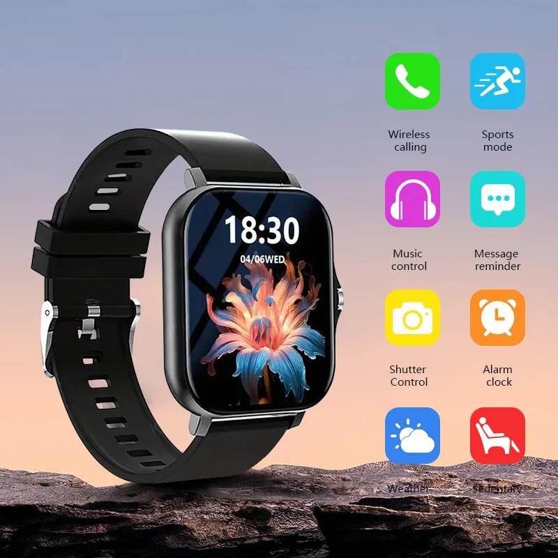 Reloj inteligente con pantalla táctil completa de 1.83 pulgadas, reloj deportivo de fitness equipado con función de llamada, calculadora de podómetro, modo deportivo