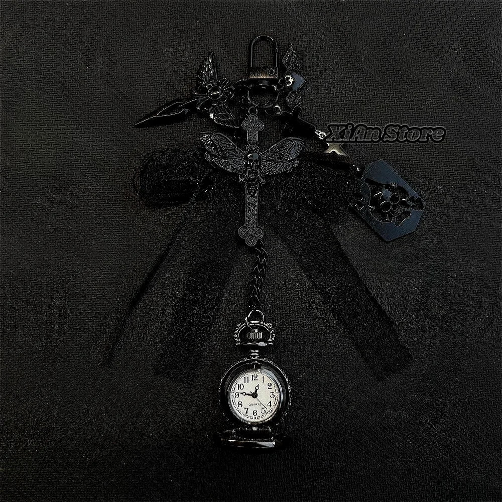 Original Hollow Heart Pocket Watch Chain Keychain Design Steampunk Clock Vintage Necklace Pendant Jewelry Watch Men Women Gift
