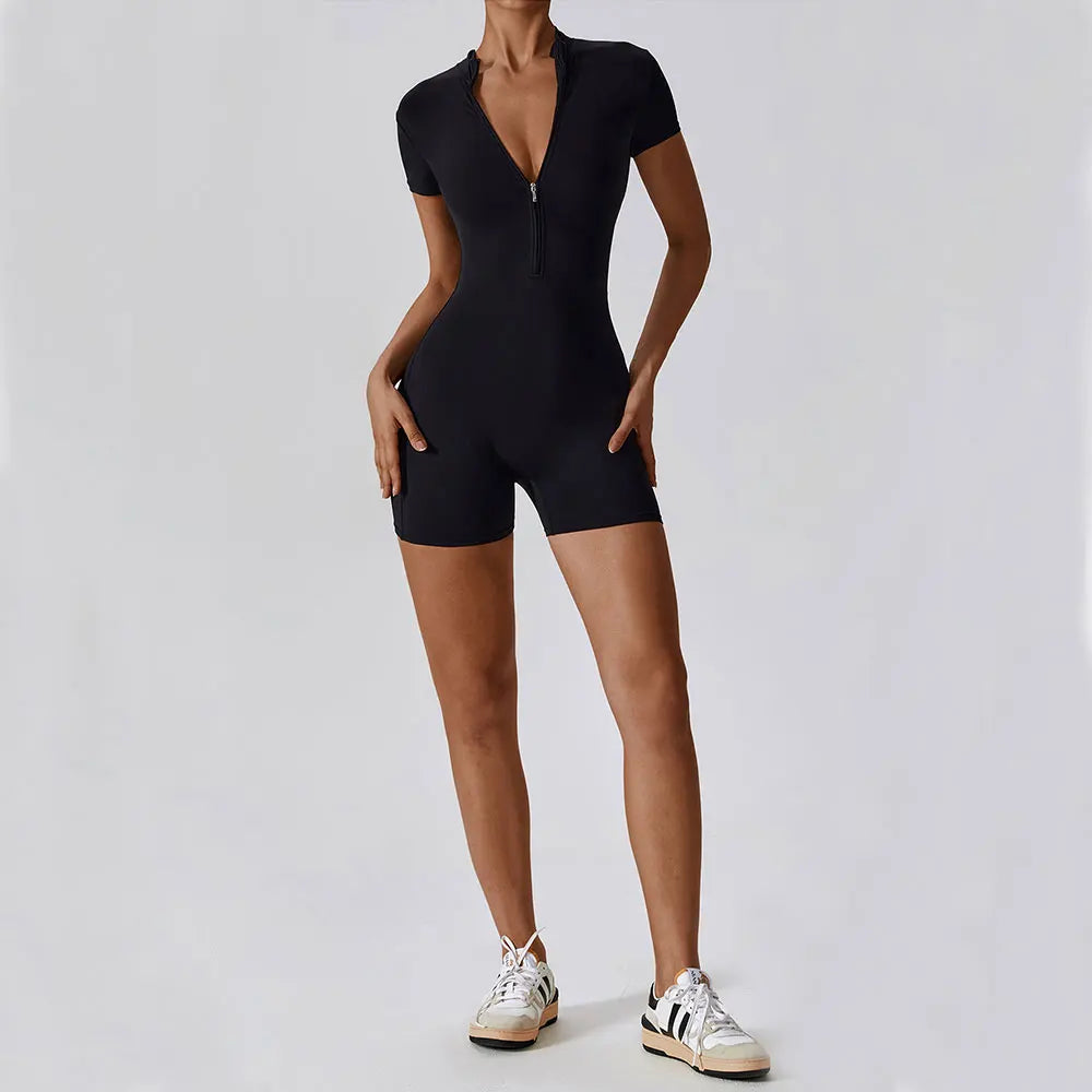 Body de yoga con cremallera y manga corta ZenFit
