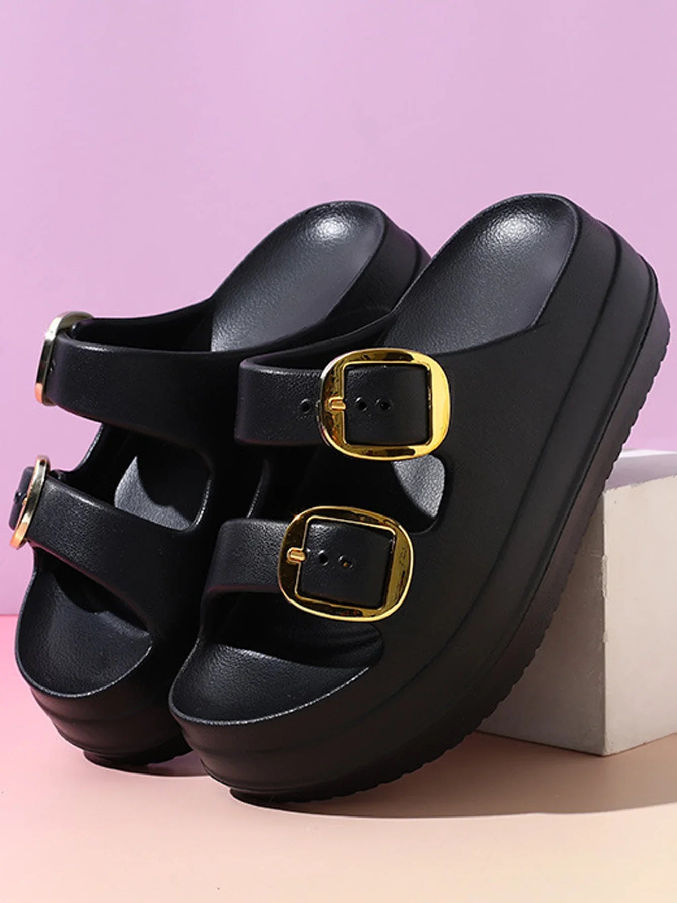 Women Platform Slippers Indoor Street Summer Shoes Solid Color Thick Sole Anti Slip Female Home Beach Slides Slip On Sandals