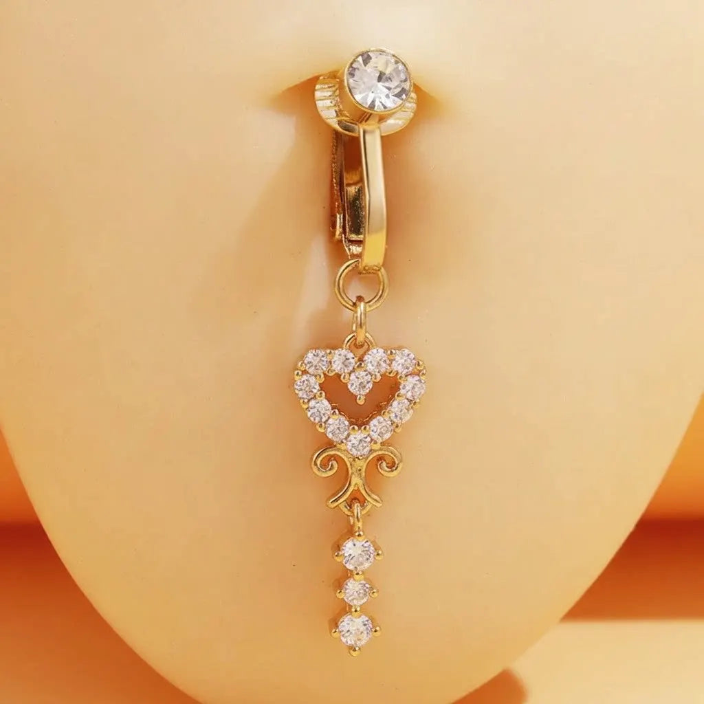 Clip On Belly Button Ring Butterfly Copper Zircon Pink Fake Belly Piercing Umbilical Navel Body Jewelry Trendy Fashion Style