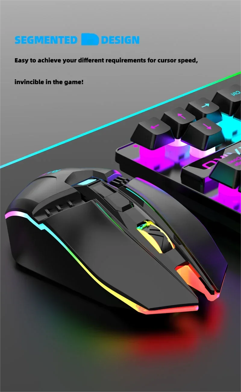 R905 Wireless Illuminated Keyboard and Mouse Set, Color-Matching Office and Gaming E-Sports Set, 87-Key Rechargeable Keyboard