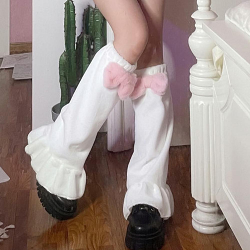 Calentadores de piernas de lazo rosa