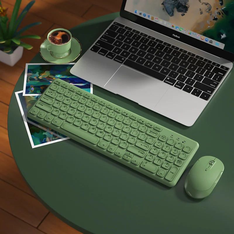 Fashion Keyboard and Mouse Set Wireless PC Gamer Keyboards and Mouse Kit Ultra Thin Office Ergonomic Gaming Keypad Mice Purple