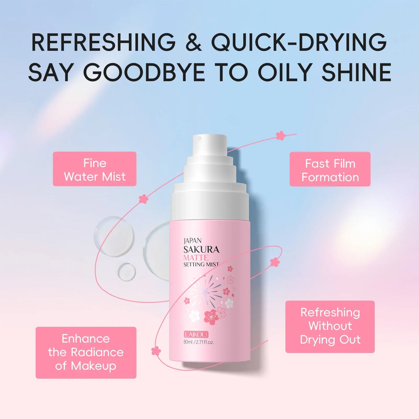 Sakura Matte Setting Spray 80ml Long Lasting Makeup Fixer Moisturizing Oil Control Non Sticky Face Mist For All Day Fresh Look