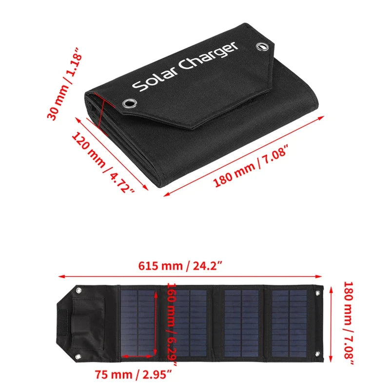 100w/80w/60w Foldable Solar Panel 5V USB Portable Folding Bag for Cell