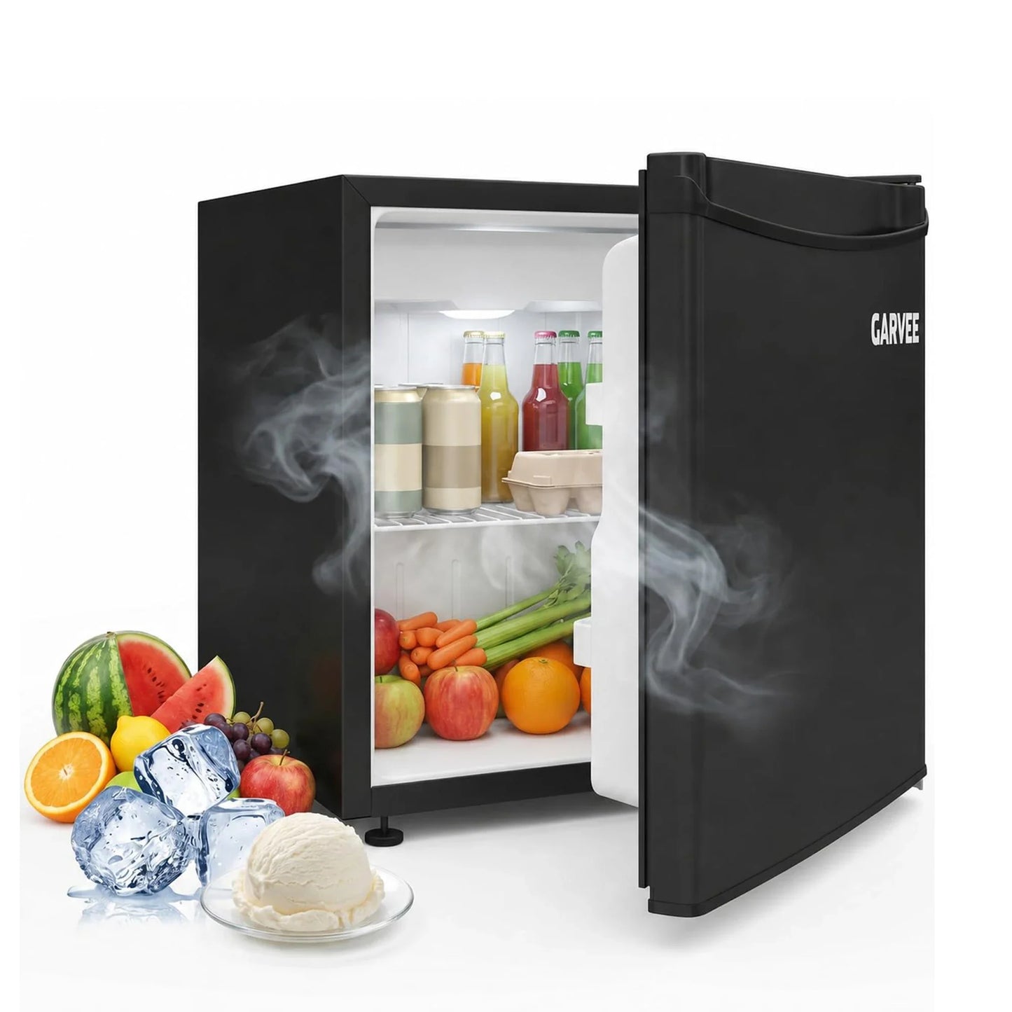 1.6 Cu.ft Compact Mini Fridge, Single Door Small Refrigerator, Steel