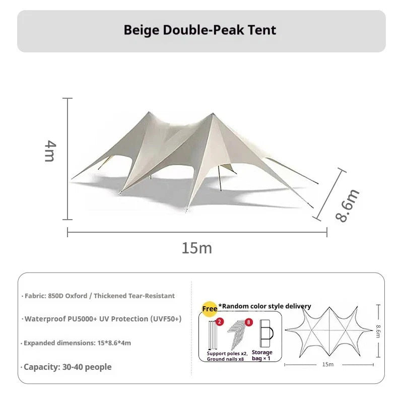 Large Outdoor Canopy Tent Sun Shade Shelter Heavy Duty Waterproof Star Canopy for Camping Backyard Party Wedding Party