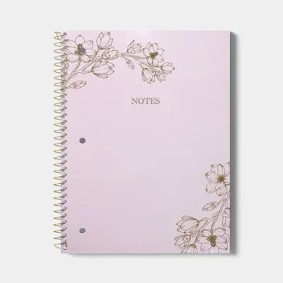 College Rule Delicate Flower Gold Foil 7.5"X10.5" Spiral Paper Notebook Gold 10.5 Inch for Home Office School Essentials