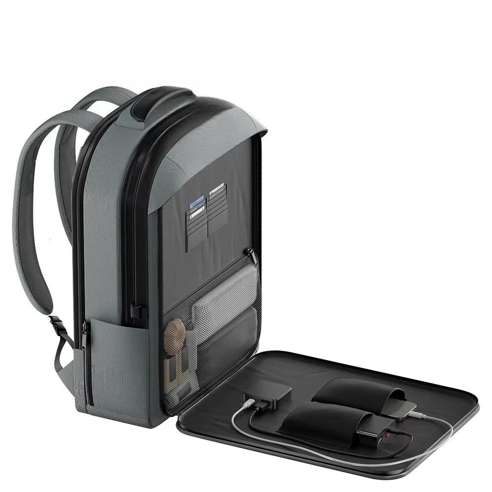 Custom waterproof solar backpack with 30W solar panel, capacity 20-35L, USB-A+C output, suitable for hiking, camping, traveling