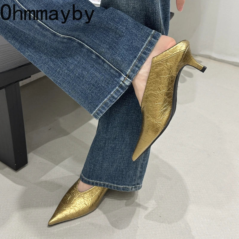 Fashion Pointed Toe Thin Heel Women Office Pumps Shallow Slip On Party Dress Shoes 2026 New Spring Autumn Commuter Footwear