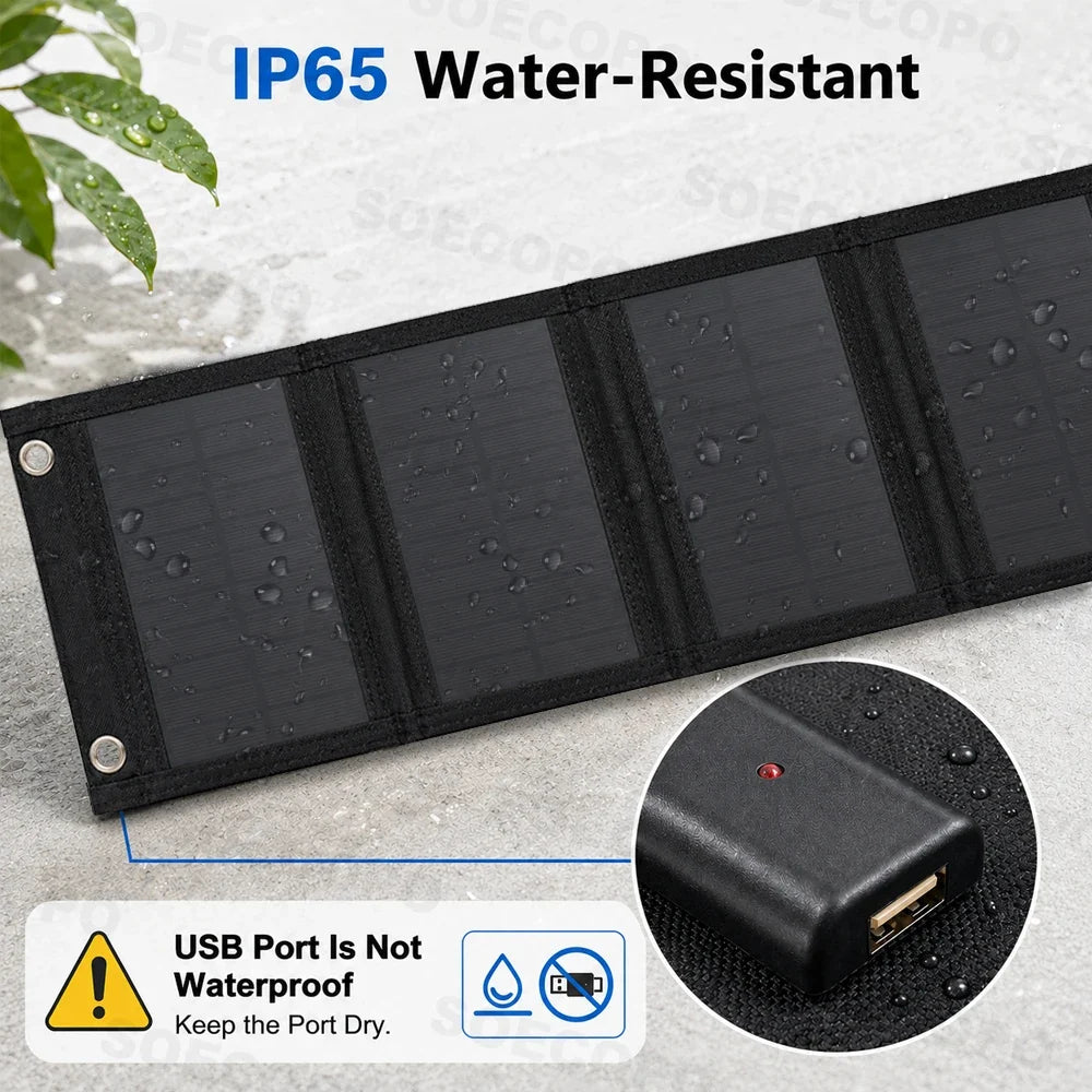 Portable 20W Foldable Solar Panel USB Charger Lightweight Solar Power Bank Charger for Backpacking Camping Outdoor Activities