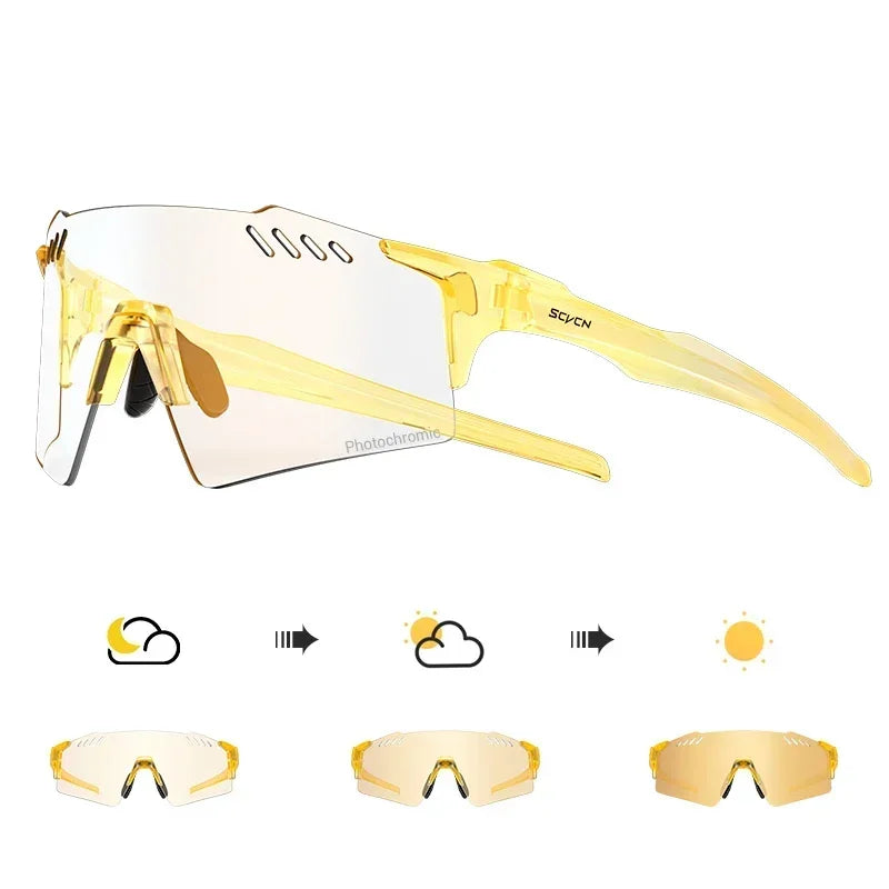 SCVCN Photochromic Cycling Glasses Men Women Clear Mountain Bike Sunglasses MTB Bicycle Riding Sports Triathlon Running