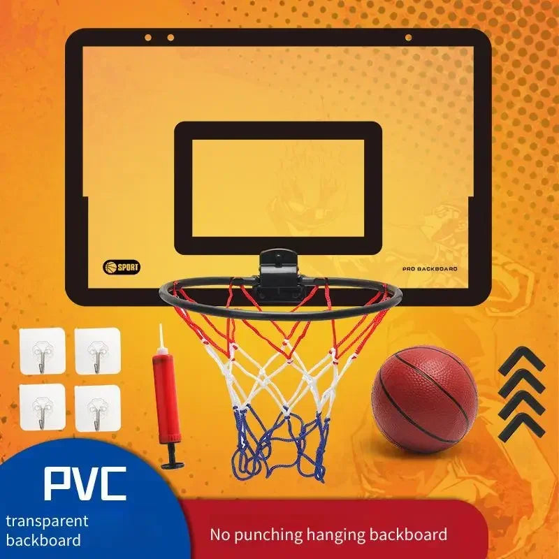 Kids Transparent Wall Hanging Basketball Hoop No Drilling Basketball Board Indoor Shooting Game Children Indoor Sports Play Toy
