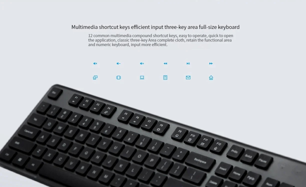 Original Xiaomi Wireless Keyboard & Mouse Set 2 104 keys Keyboard 2.4 GHz USB Receiver Mouse for PC Windows 10