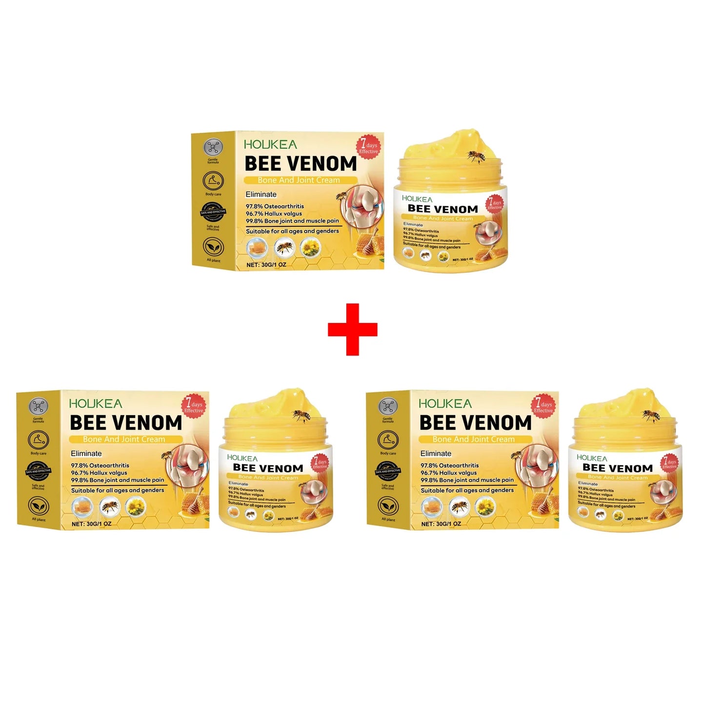 Houkea Bee Venom Joint Bone Care Cream Repair Muscle Hurt Relief Rheumatoid Pain Arthritis Treatment Body Knee Soothing Creams