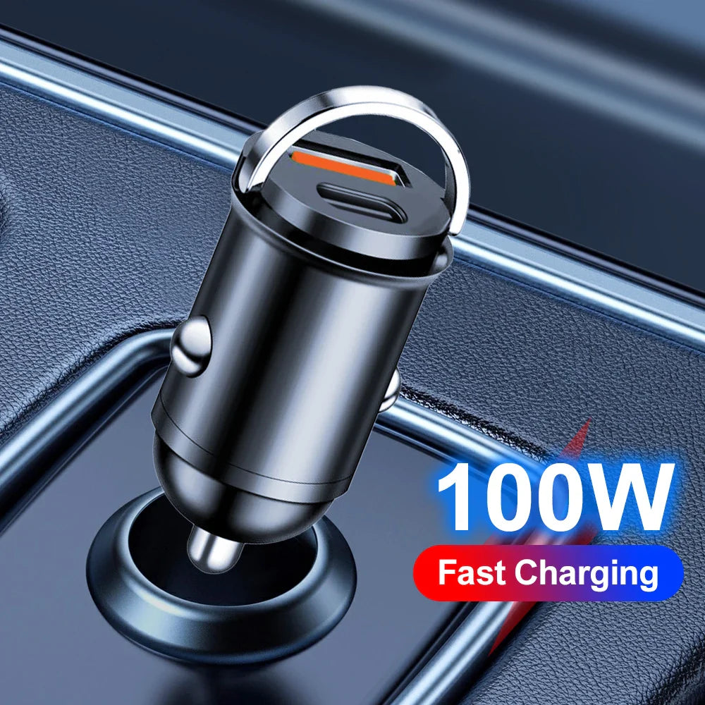 100W Mini PD USB Car Charger Lighter Car Charger for Xiaomi Samsung Huawei Super Fast Charging QC3.0 Car Charger for iPhone