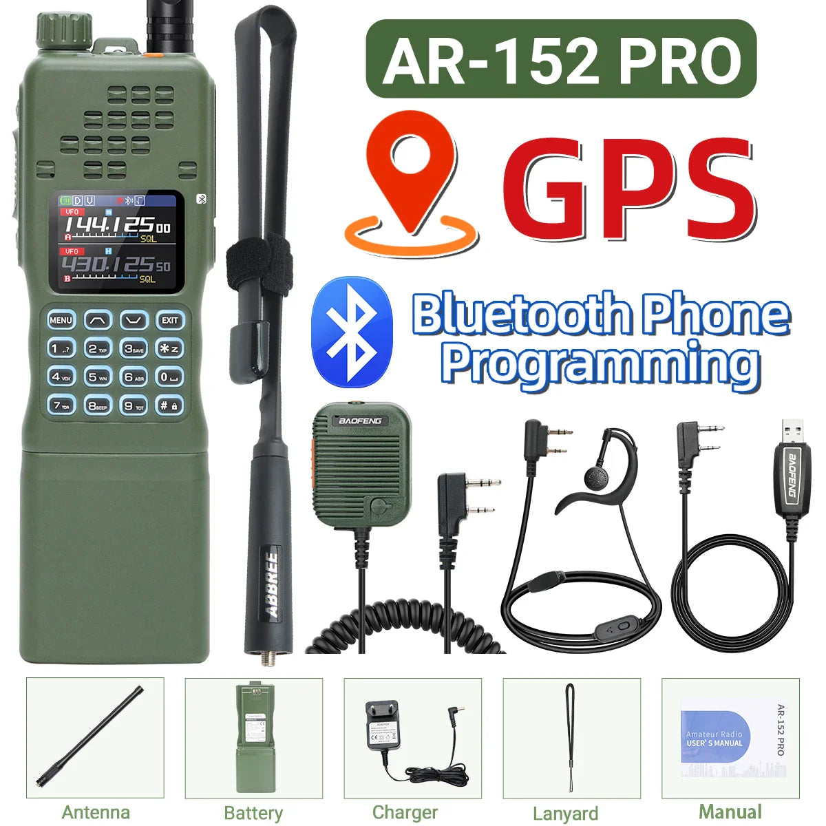 BAOFENG AR-152 PRO 10W GPS Bluetooth Programación