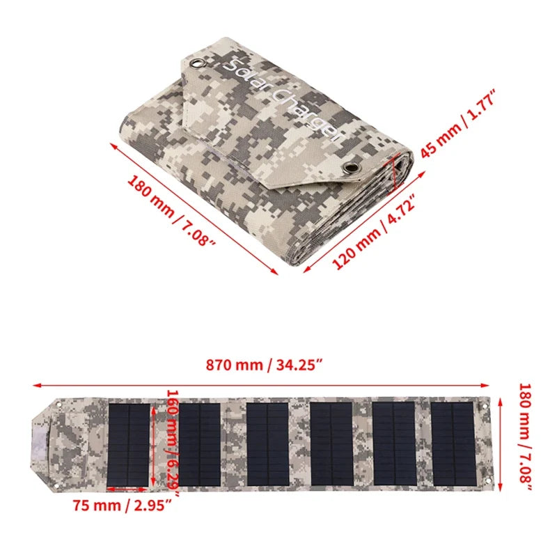 100w/80w/60w Foldable Solar Panel 5V USB Portable Folding Bag for Cell