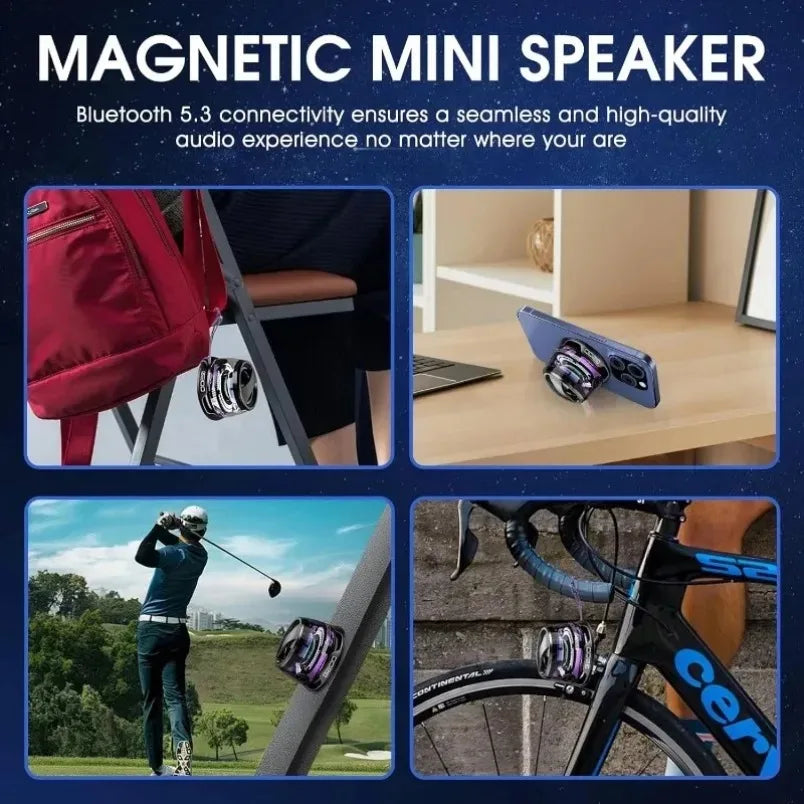 Bluetooth Wireless Mini Speaker Magnetic RGB Light Portable Sound Box BT5.3 Phone Holder Set For iPhone/Xiaomi/Huawei/PC/MacBook